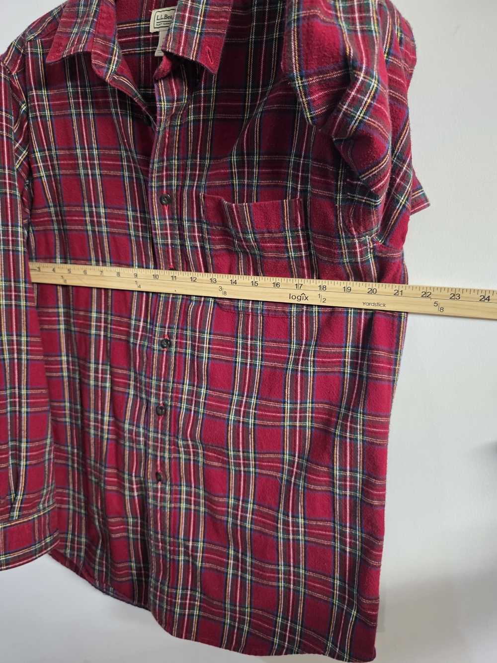L.L. Bean Men’s Red Plaid Flannel Long Sleeve Pocket Shirt. Button Up Size M - Picture 7 of 7